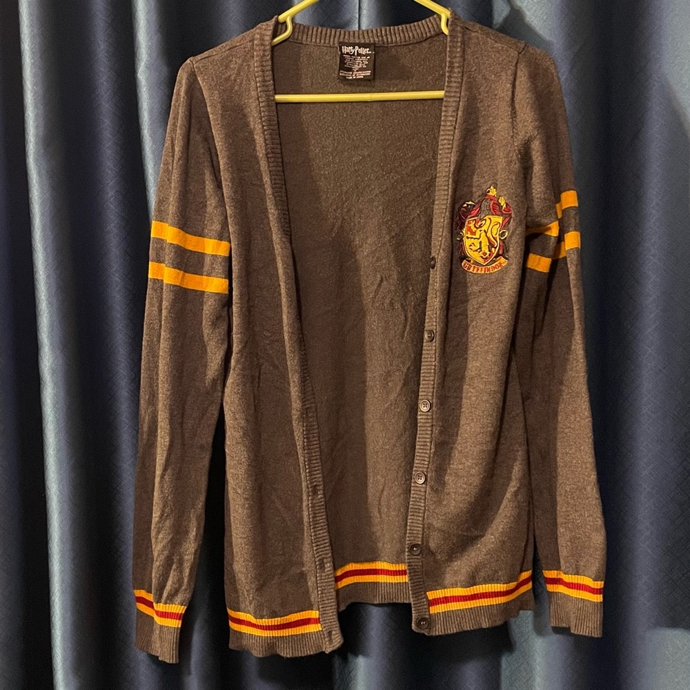 Warner Bros. Grey Gryffindor Cardigan with Red and Yellow Stripes